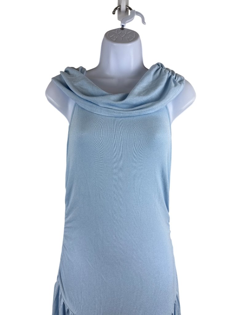 Lioness Field Of Dreams Maxi Dress Soft Blue Off Shoulder Pleated Medium Flaw — image 4 of 8
